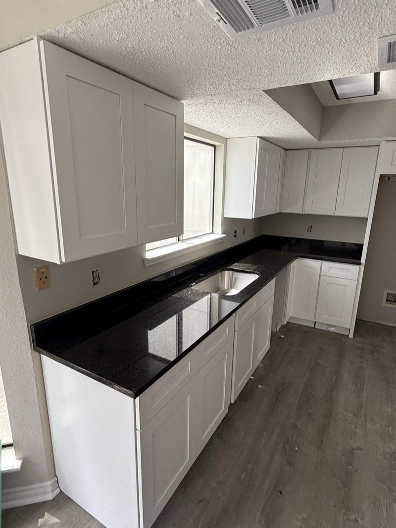 Raised-panel kitchen cabinets in an Atlanta home
